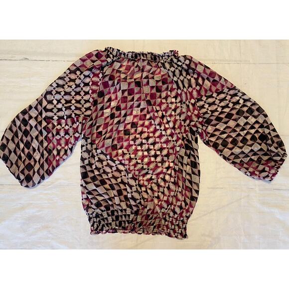 Daisy Fuentes Shirt Woman's Sheer Blouse Beautiful‎ Size Medium (c) - Picture 2 of 6